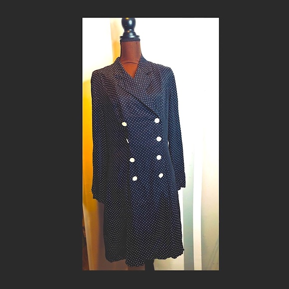Vintage 1990 Black / white polka dot button dress. - Picture 1 of 8
